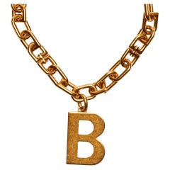 Balenciaga Metallic Gold B Chain Necklace (695131)