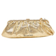 Balenciaga Metallic Gold Leather Cloud XL Clutch