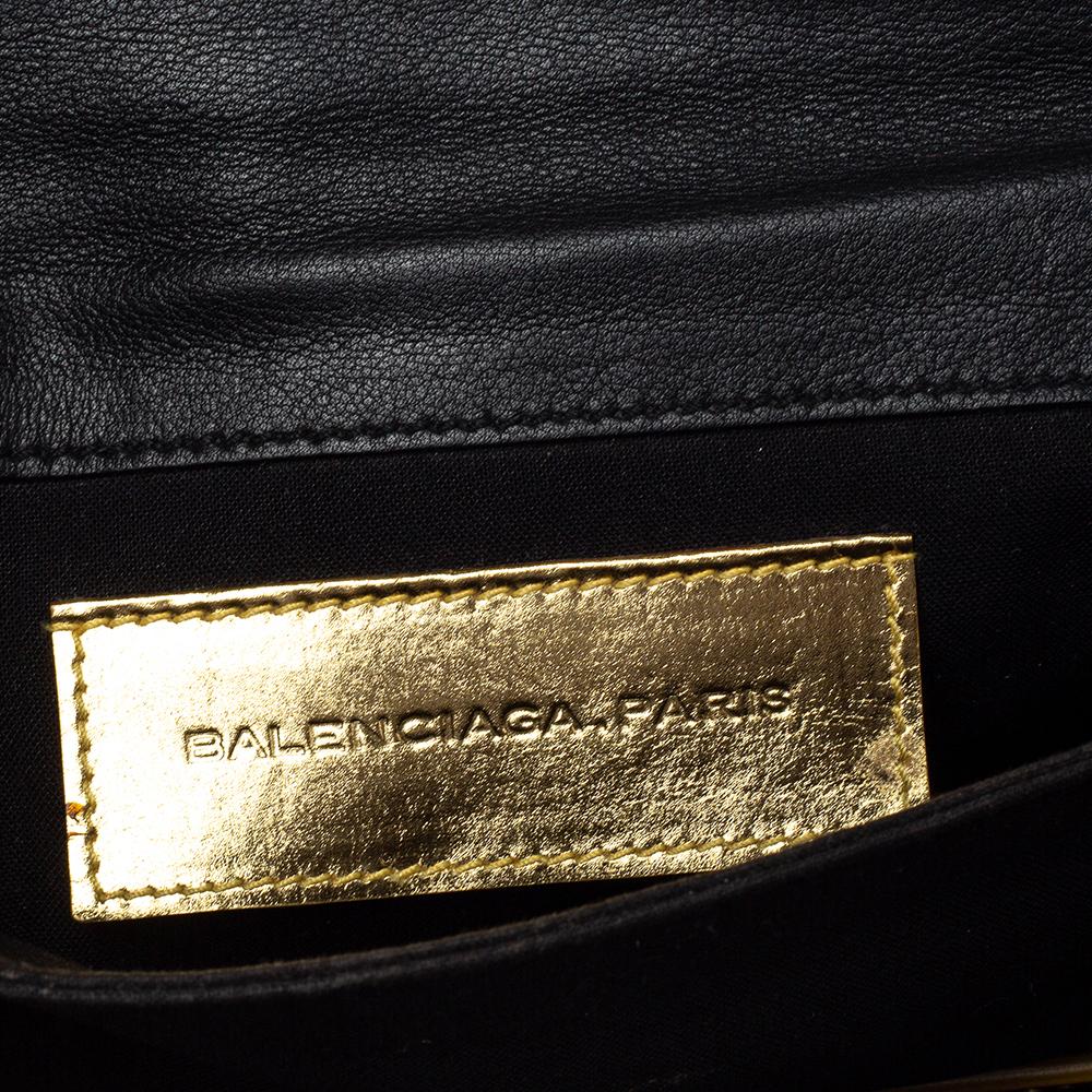 Brown Balenciaga Metallic Gold Leather Motocross Giant 21 Envelope Clutch