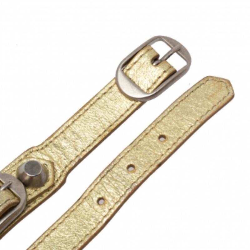 Balenciaga Metallic Gold Leather Triple Tour Arena Bracelet M For Sale 3