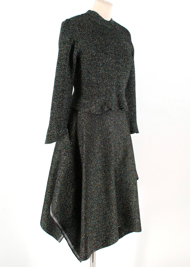Balenciaga Metallic Knit Cropped Sweater and Skirt Set Size: S at 1stdibs