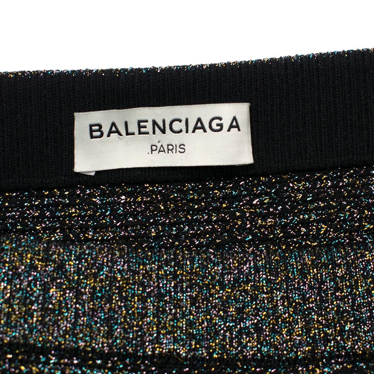 Women's Balenciaga Metallic Knit Cropped Sweater and Skirt Set Size: S