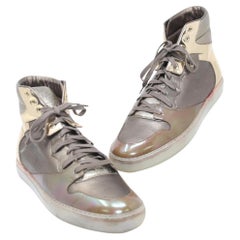 Balenciaga Metallic Patent Crinkled Leather High Top Men's Sneakers Size 41