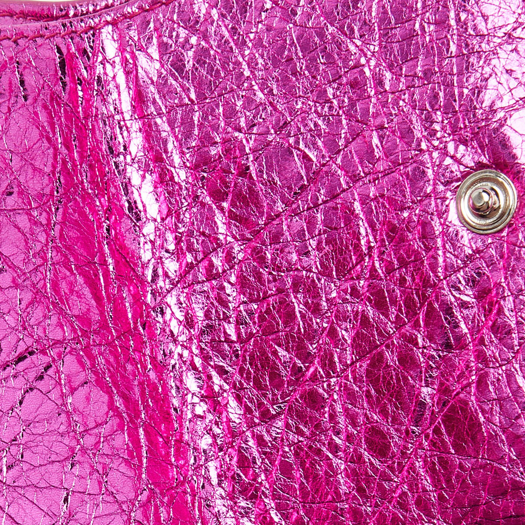 Women's Balenciaga Metallic Pink Leather Mini Papier Wallet