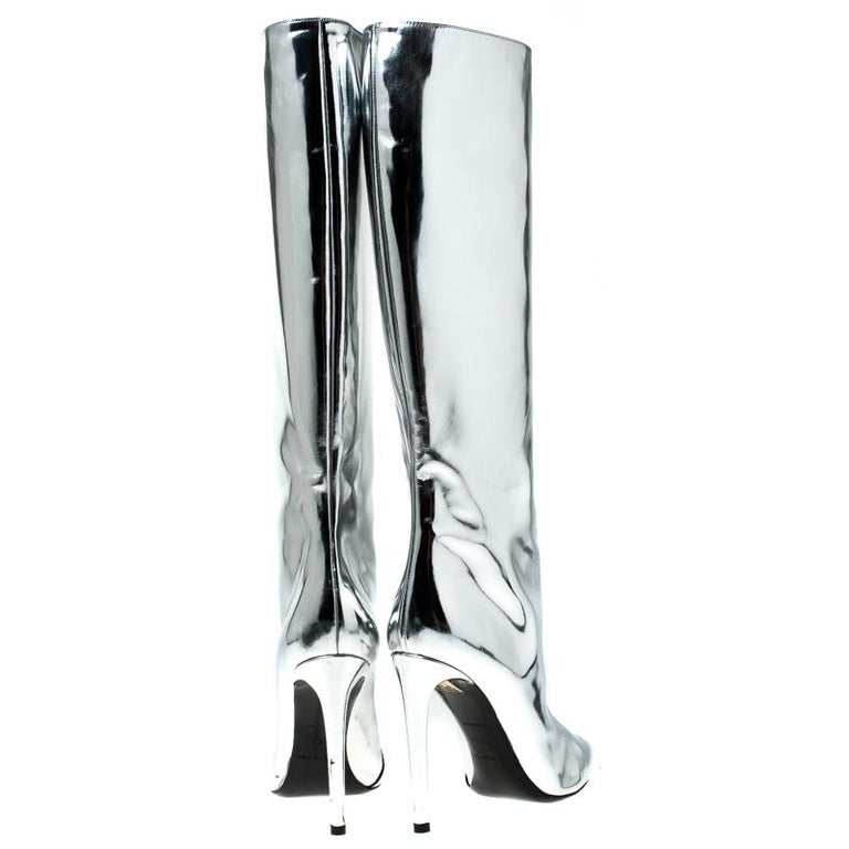 metallic silver boots