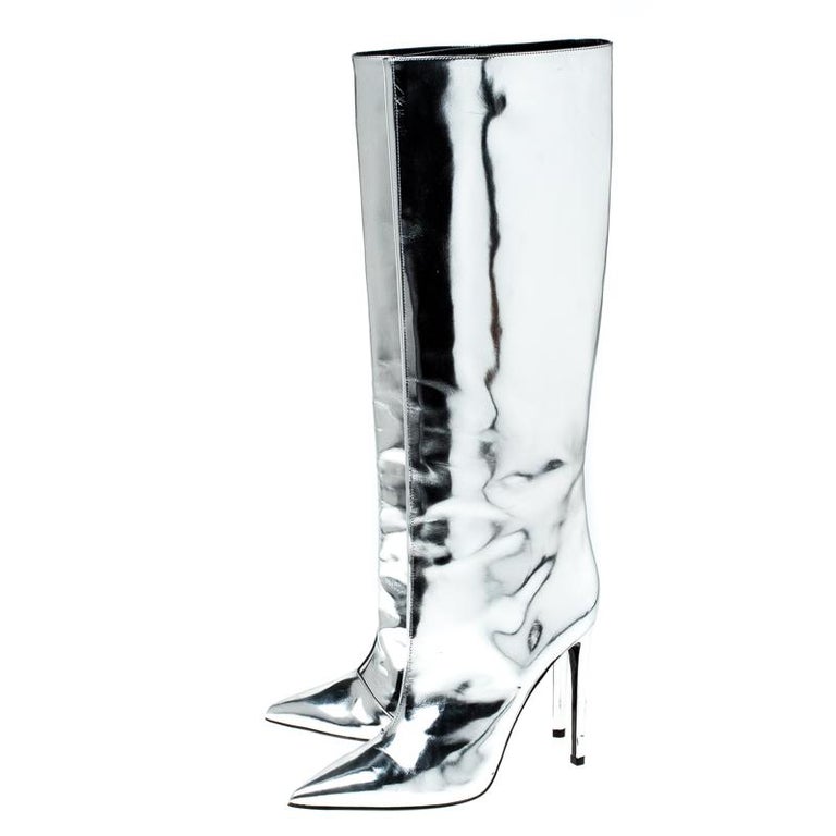 balenciaga boots silver
