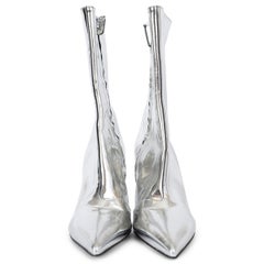 BALENCIAGA metallic silver leather TALON MIRROR 80 Boots Ankle Shoes 36