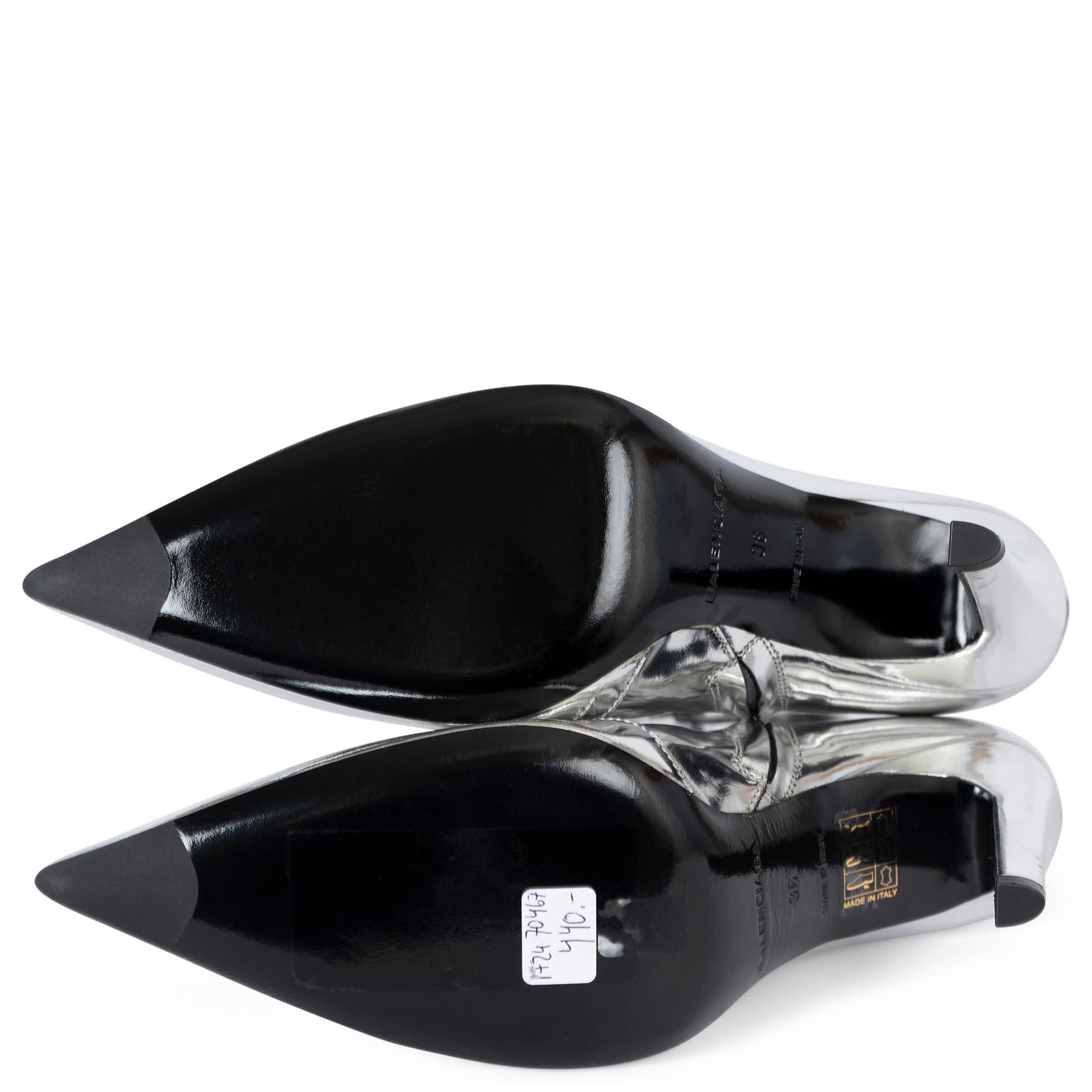 BALENCIAGA metallic silver leather TALON MIRROR 80 Boots Ankle Shoes 36 For Sale 2