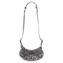 Balenciaga Metallic Silver Leather XS Le Cagalele Shoulder Bag