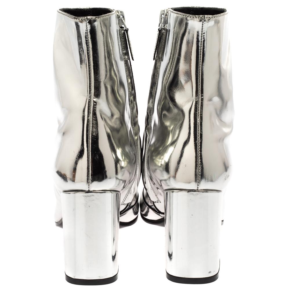 patent silver boots