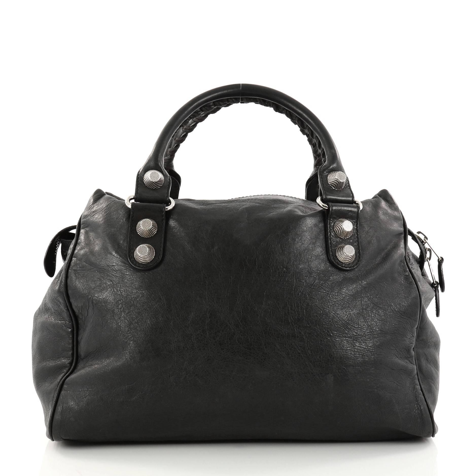 Black Balenciaga Midday Giant Studs Handbag Leather