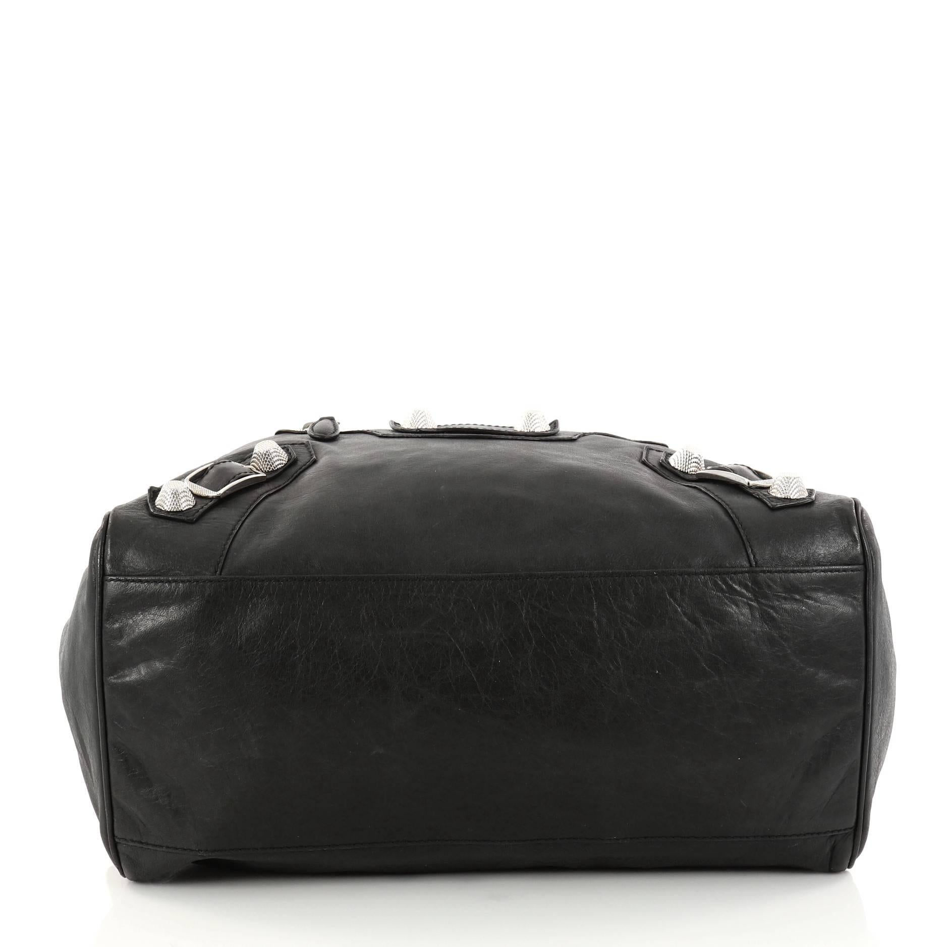 Balenciaga Midday Giant Studs Handbag Leather In Good Condition In NY, NY