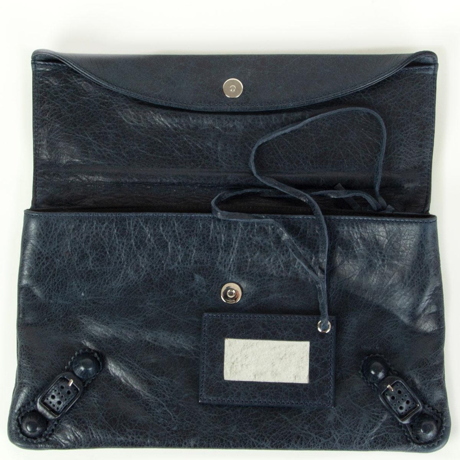BALENCIAGA midnight blue distressed leather GIANT Envelope Clutch Bag at  1stDibs | balenciaga blue clutch