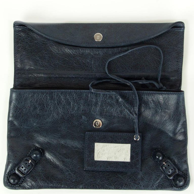 BALENCIAGA midnight blue distressed leather GIANT Envelope Clutch Bag at  1stDibs