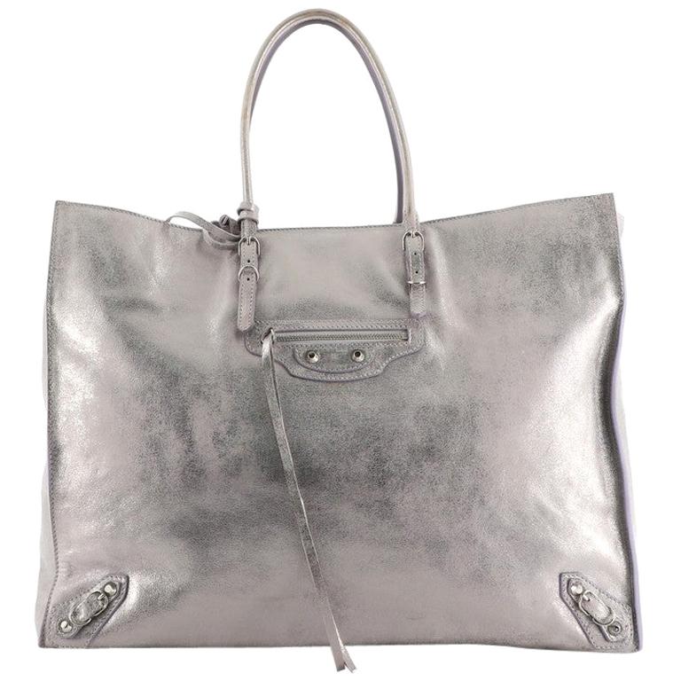 Balenciaga Milky Way Papier A4 Classic Studs Bag Metallic Leather Medium at  1stDibs