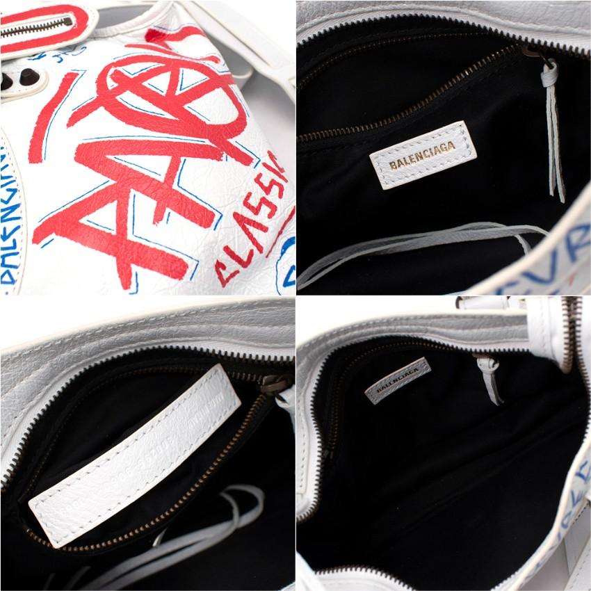Balenciaga Mini City Paris Graffiti Crinkle Leather Shoulder Bag For Sale 1