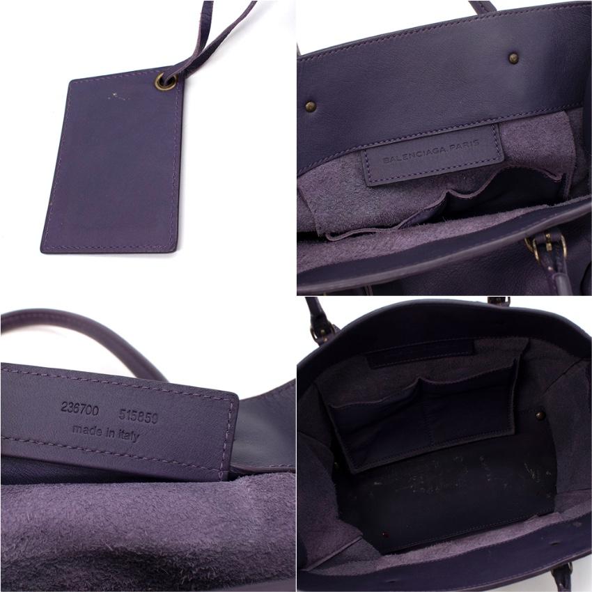 Balenciaga Mini Papier A4 Purple Leather Tote Bag For Sale 4