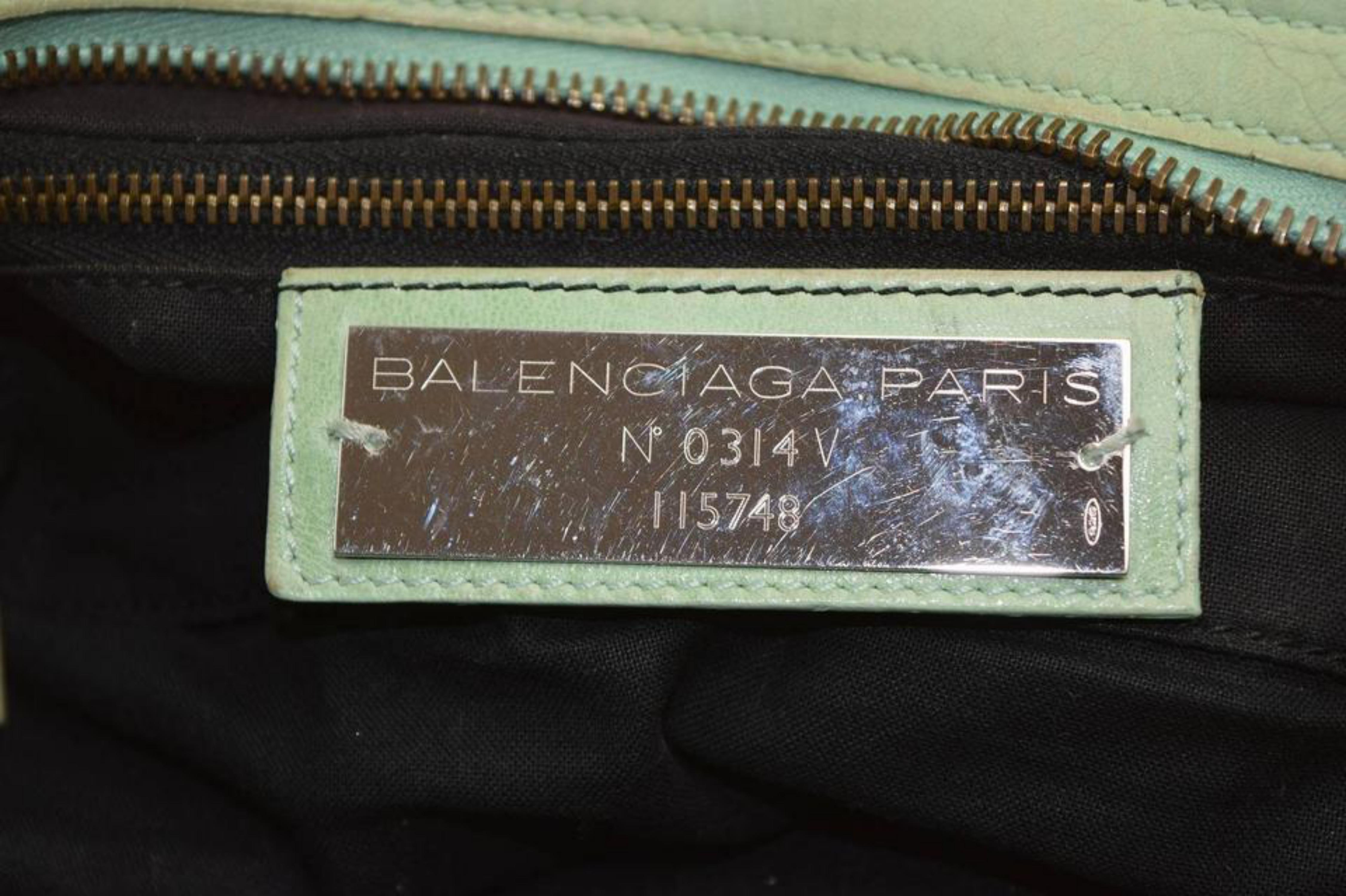 Balenciaga Mint City 2way 869570 Green Leather Shoulder Bag For Sale 2