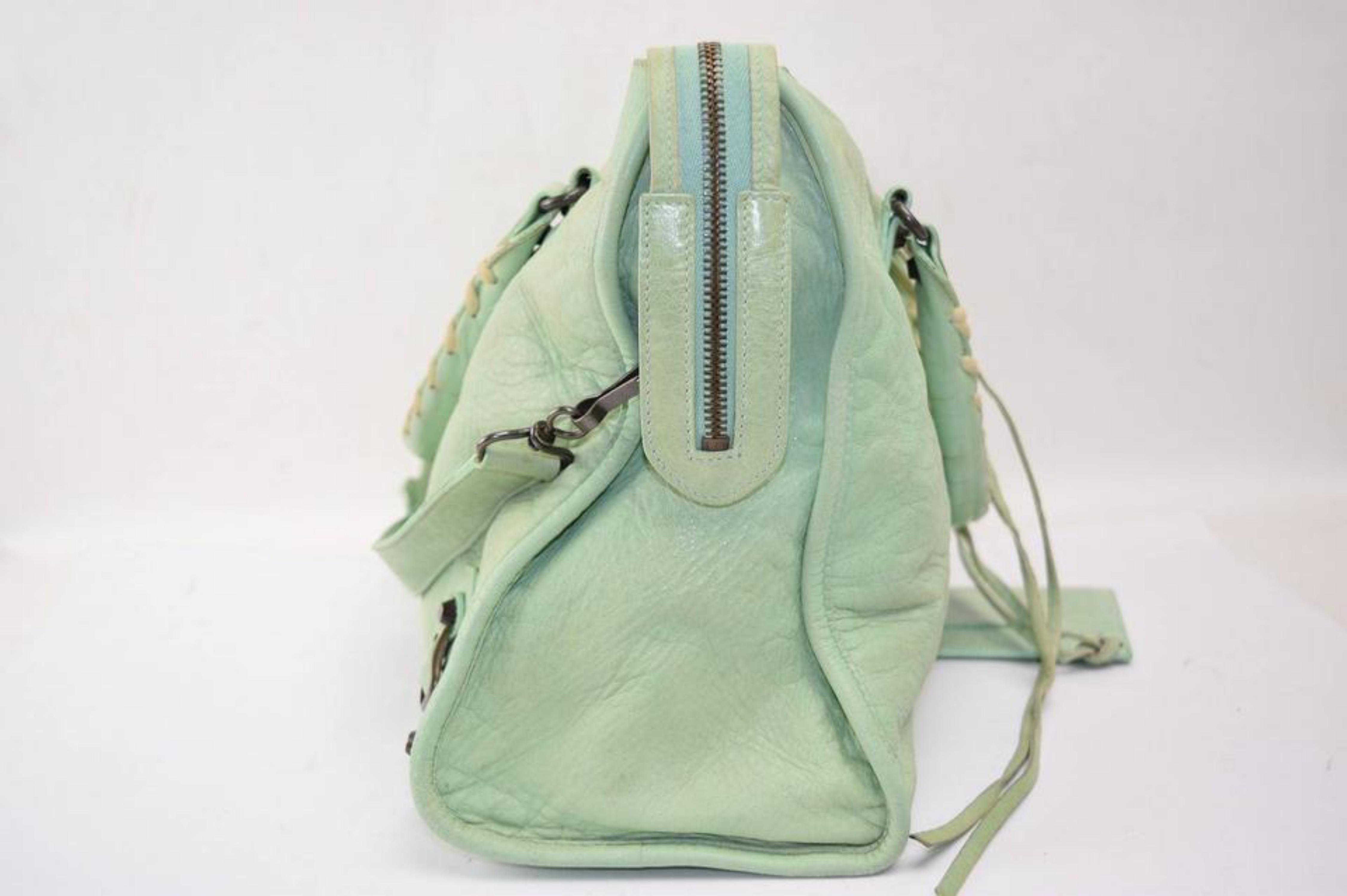 Women's Balenciaga Mint City 2way 869570 Green Leather Shoulder Bag For Sale