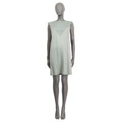 BALENCIAGA mint green cotton & LEATHER Shift Dress 40 M