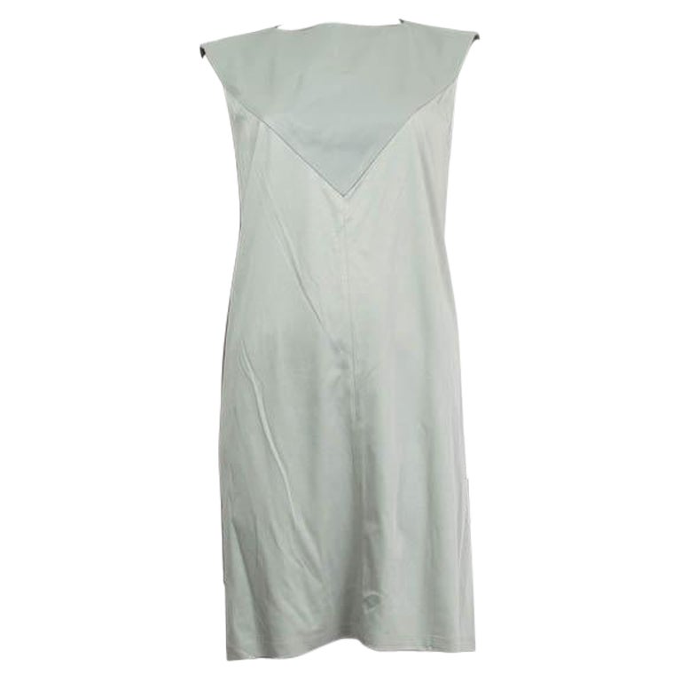 BALENCIAGA Vestido de algodón verde menta y piel 40 M