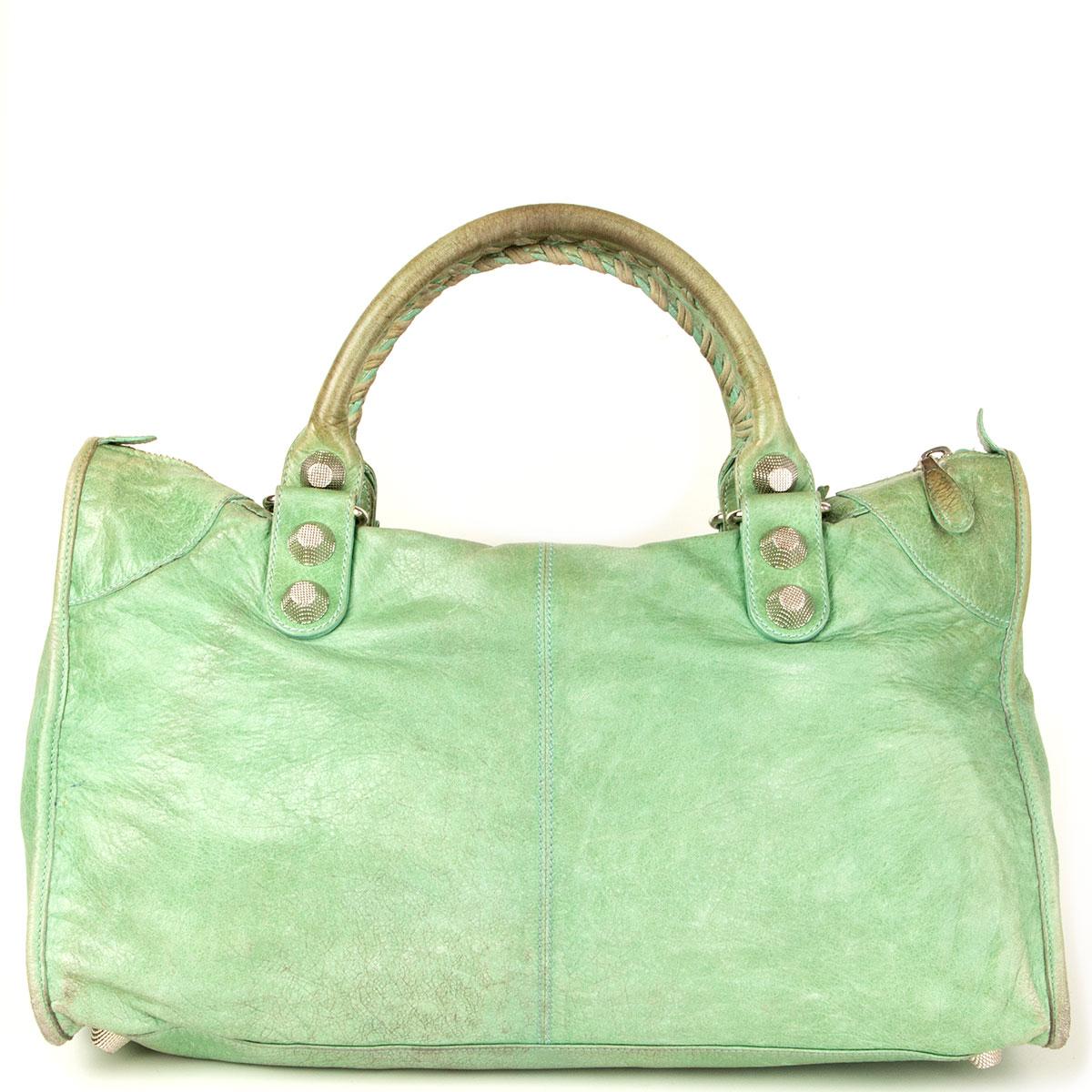 mint green balenciaga city bag