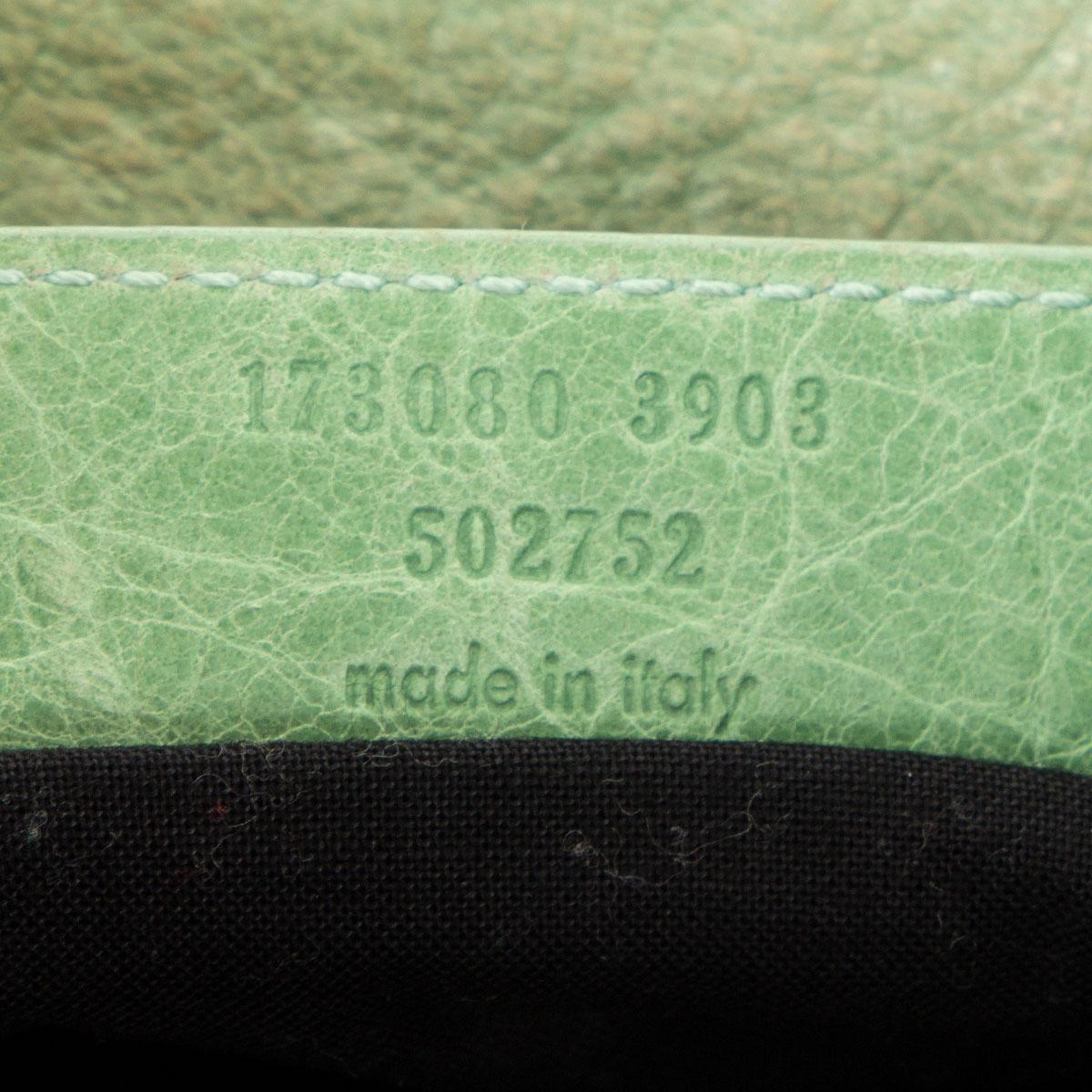 Green BALENCIAGA mint green distressed leather GIANT WORK Satchel Bag