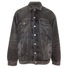 Balenciaga Mirror Denim Jacket in Dark Grey Cotton