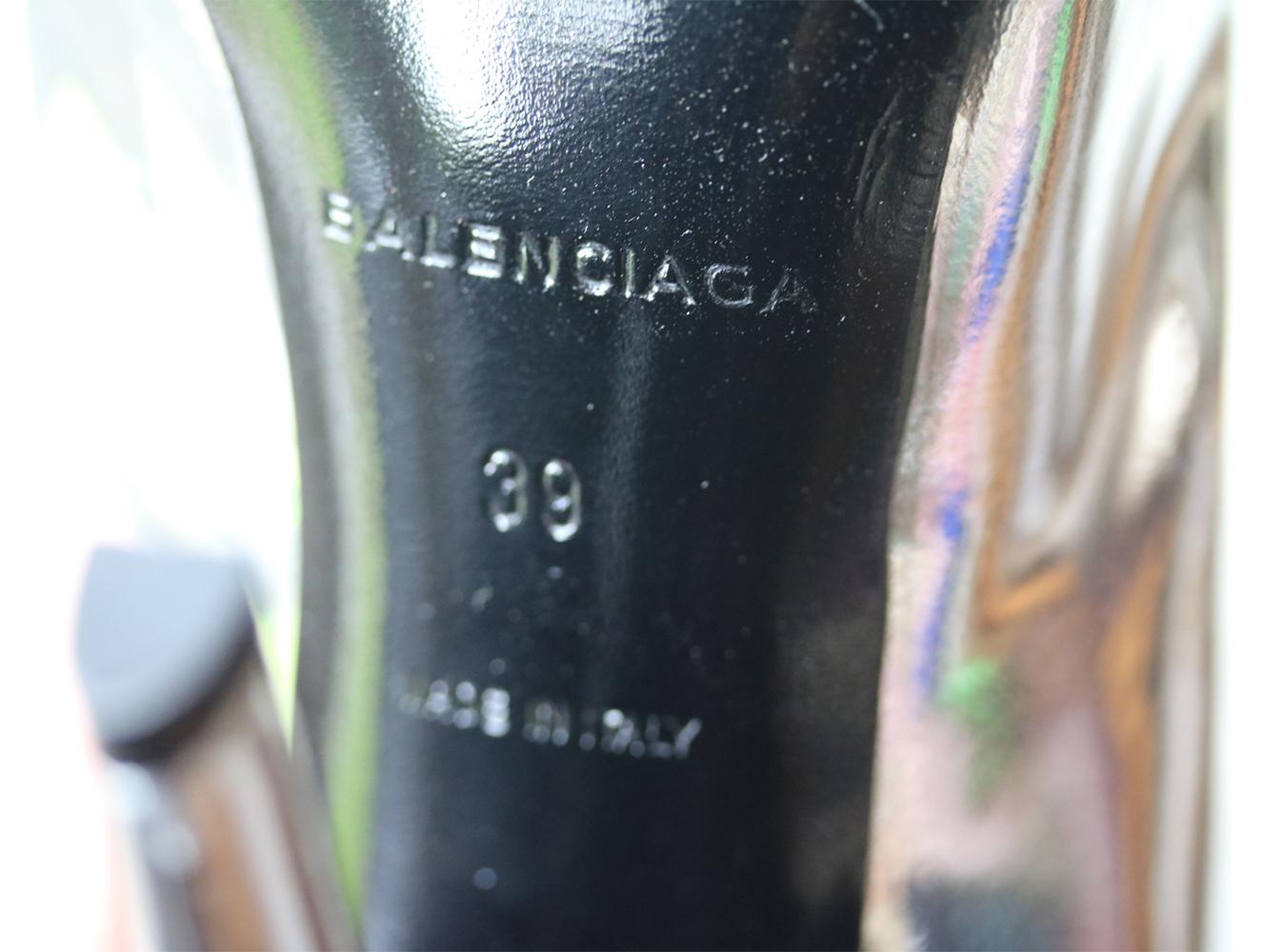Gray Balenciaga Mirrored Leather Thigh-High Boots 