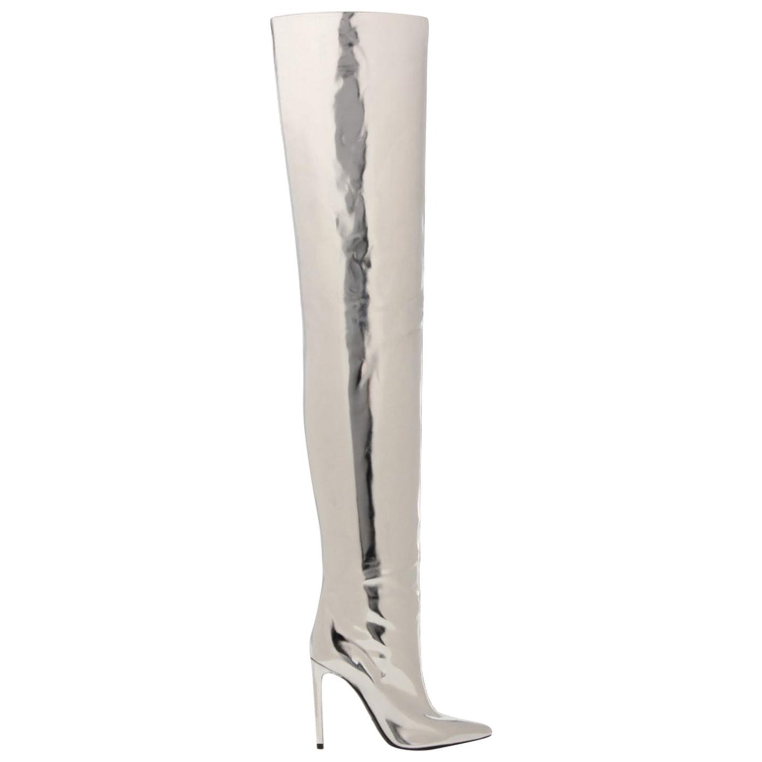Balenciaga Mirrored Leather Thigh-High Boots at 1stDibs | balenciaga arena,  dorsay wedge