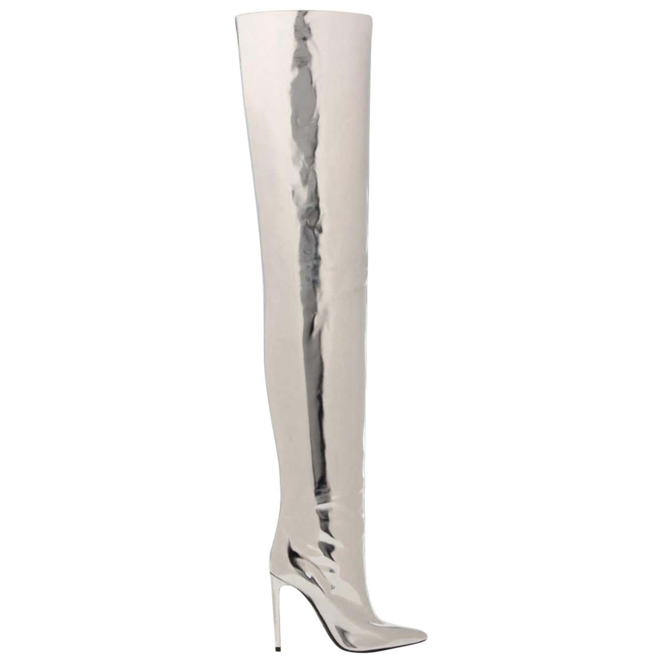 Balenciaga Mirrored Leather Thigh-High Boots at 1stDibs | balenciaga ...