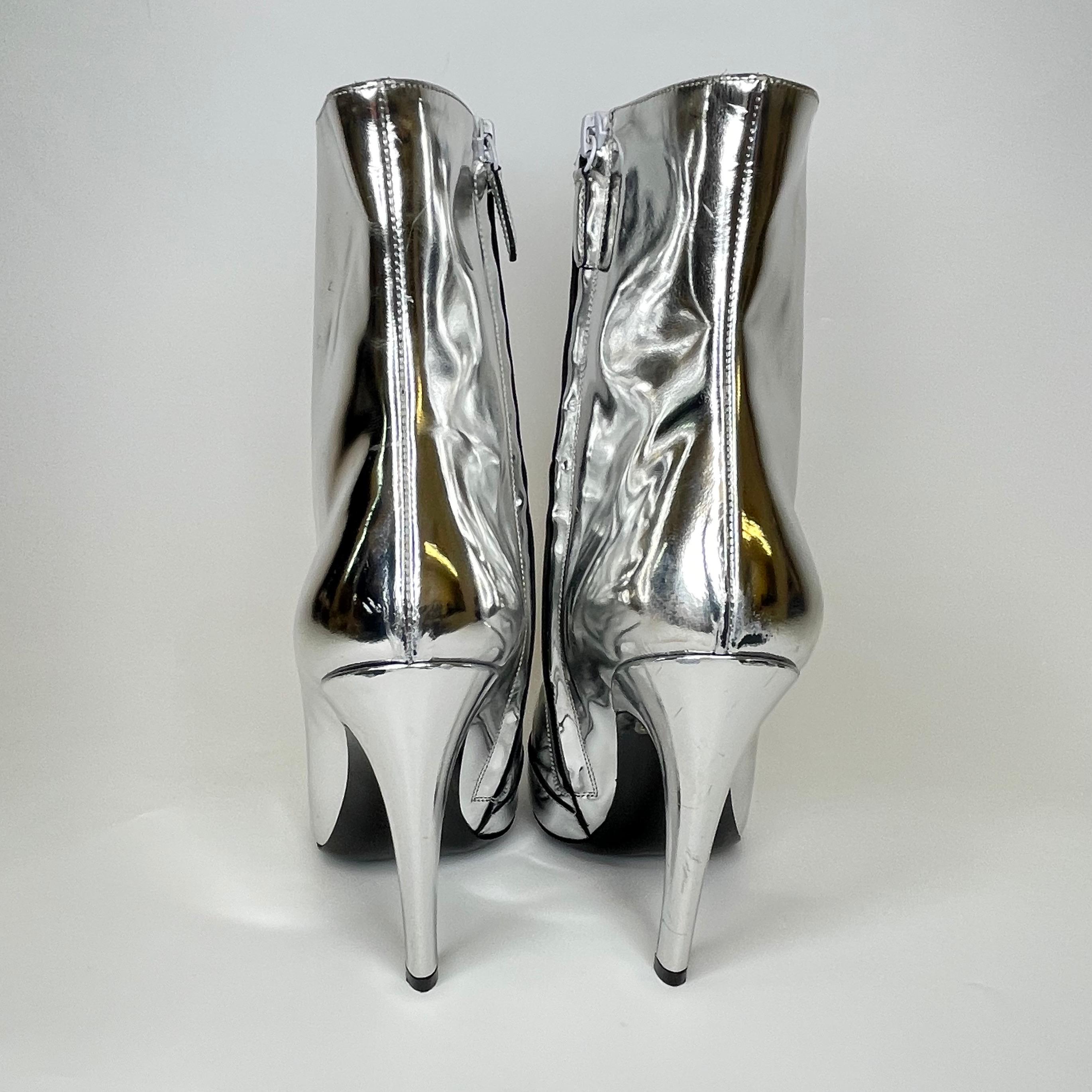 Gray Balenciaga Mirrored Stiletto Ankle Bootie (40 EU) 482095