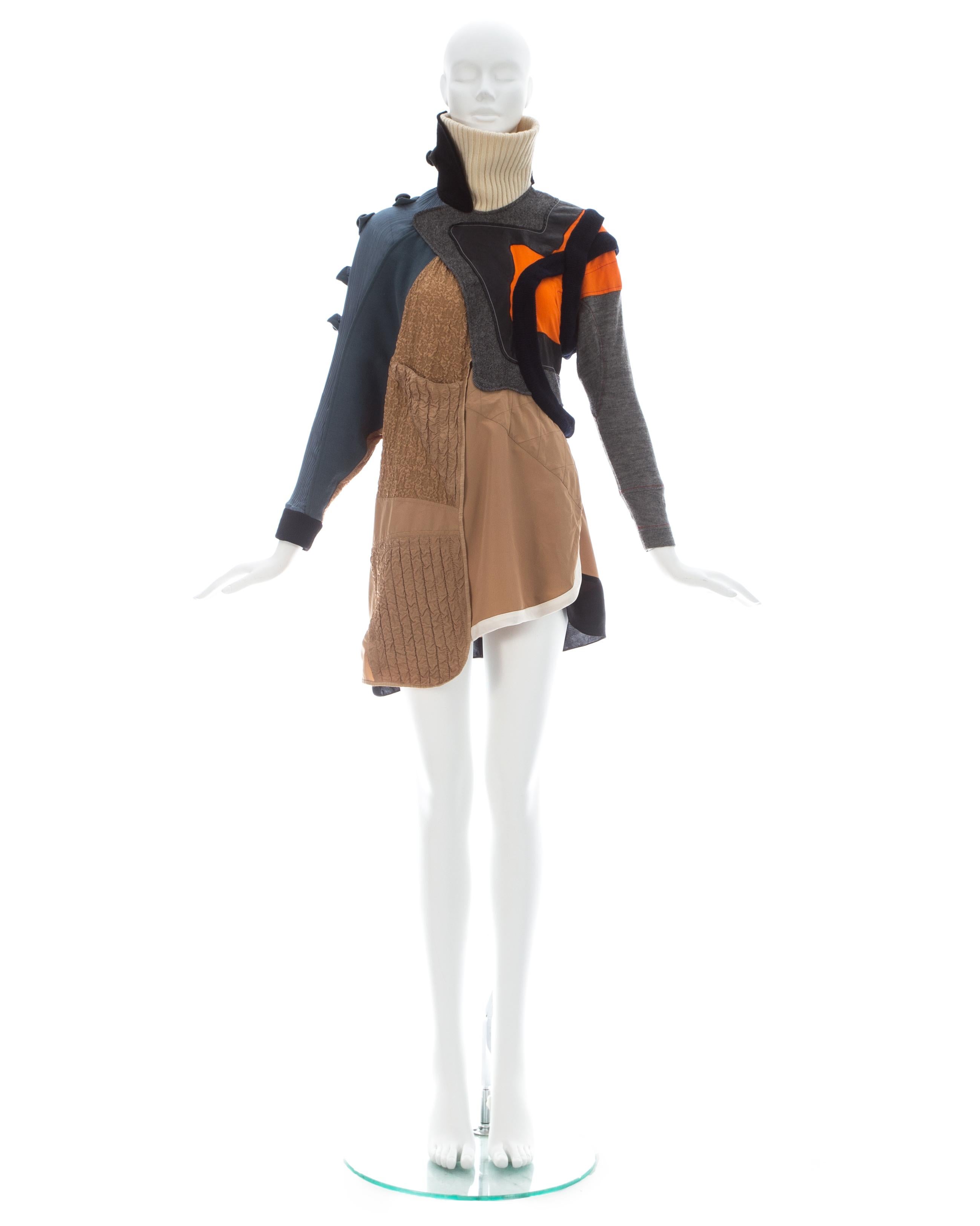 Brown Balenciaga mixed media sports dress, ca. 2002