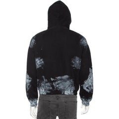 Balenciaga Monochrome Paint-Splattered Cotton Cropped Hoodie XL