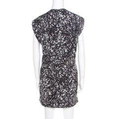 Balenciaga Monochromes Kleid mit zerrissenem Noise-Print und fallender Taille mit Gürtel S