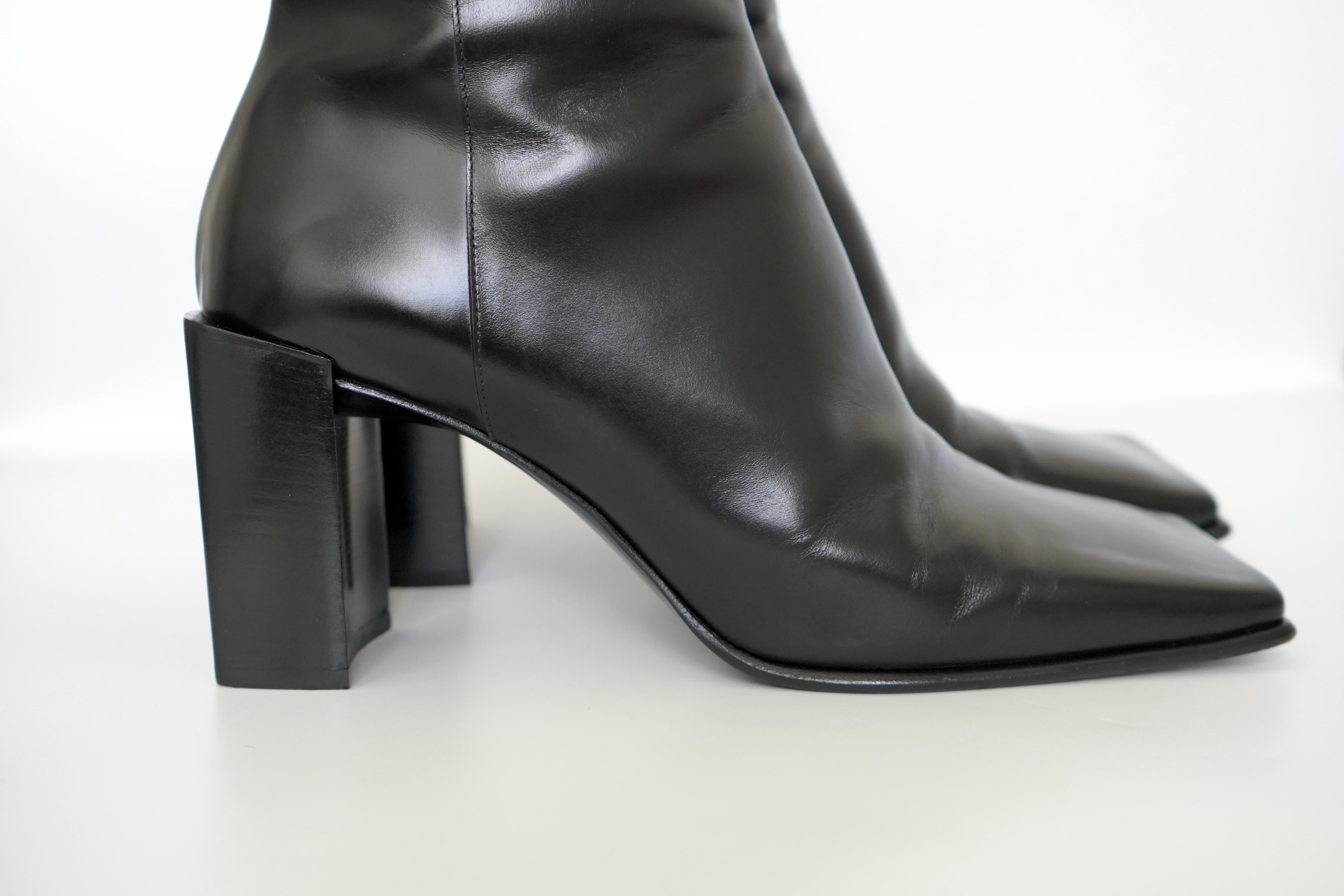 Balenciaga Moon Square Toe Leather Boots sz 40 For Sale 1