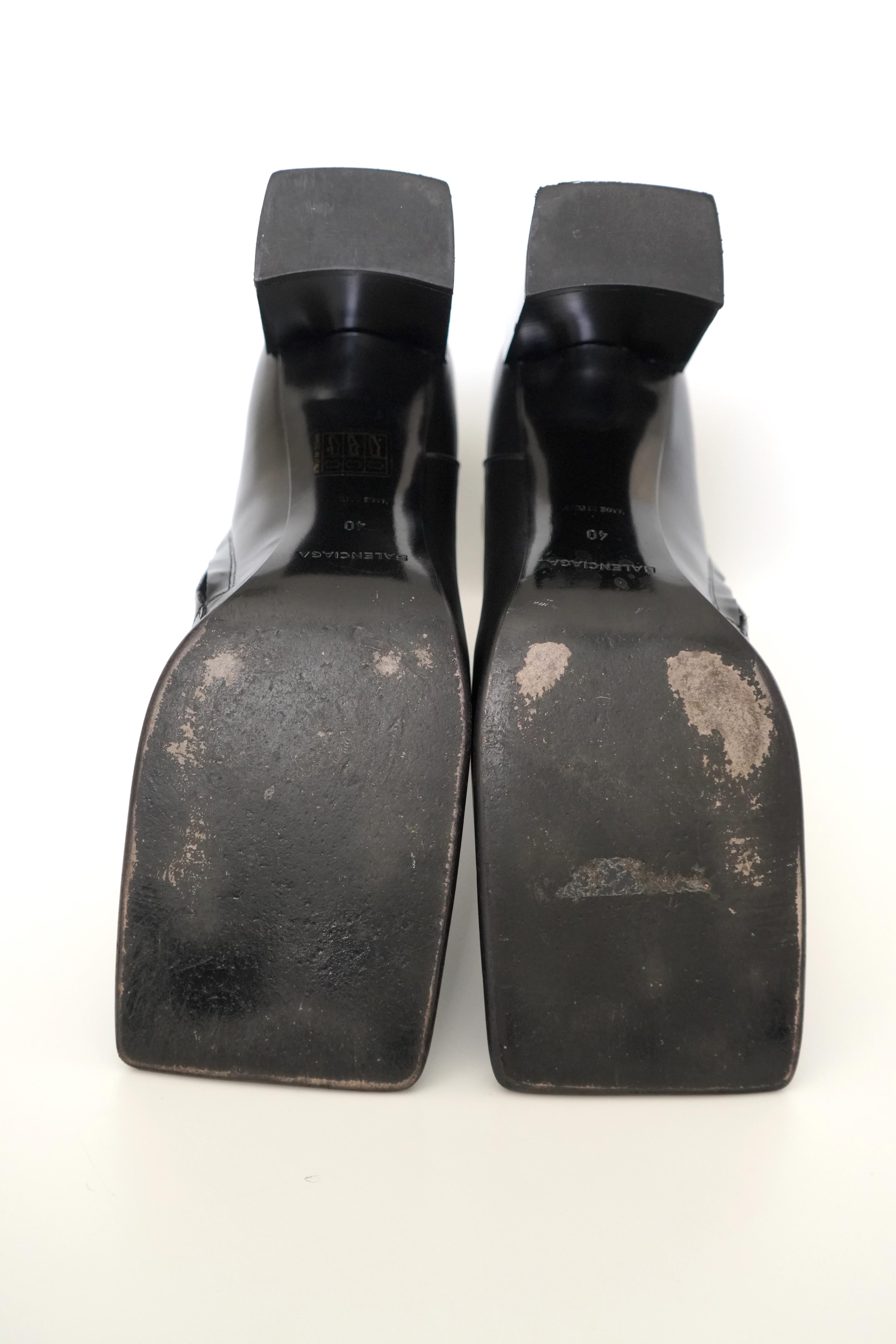 Balenciaga Moon Square Toe Leather Boots sz 40 For Sale 4