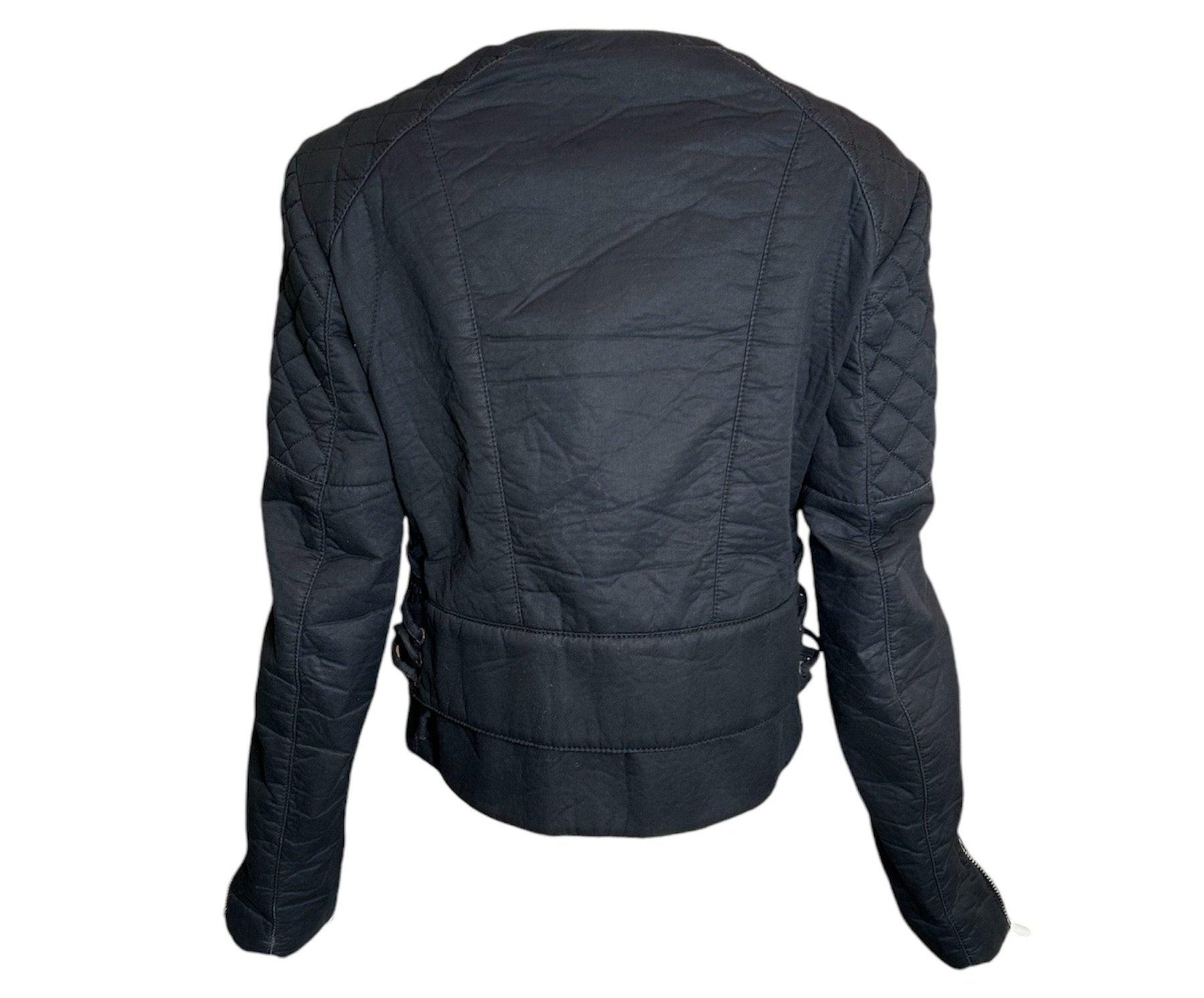 Balenciaga Moto Jacket mit seitlichen Schnürungen (Schwarz) im Angebot