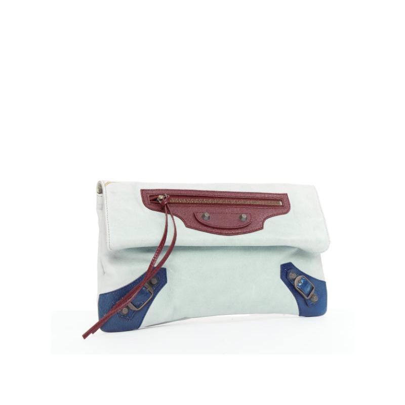 BOLSA BALENCIAGA Motocross Clásico Sobre Bolso azul burdeos tricolor Rojo en venta