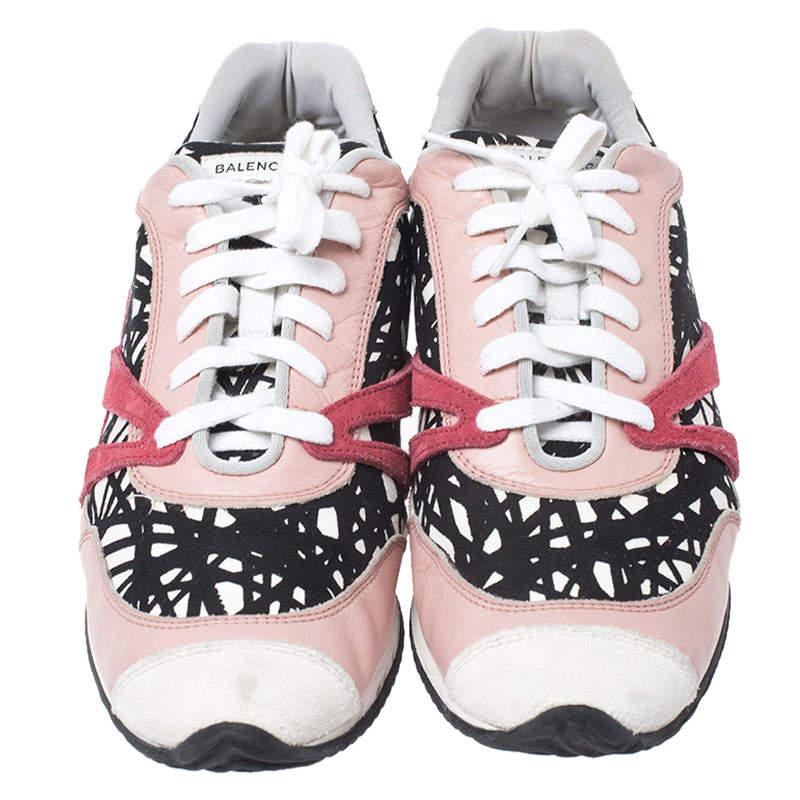 Beige Balenciaga Multicolor Fabric/Leather and Suede Sneakers Size 38