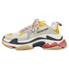 Used Balenciaga Multicolor Faux Leather and Mesh Triple S Sneakers Size 38