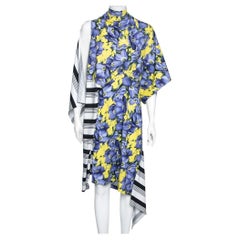  Balenciaga Multicolor Floral And Stripe Printed Cotton Dress S