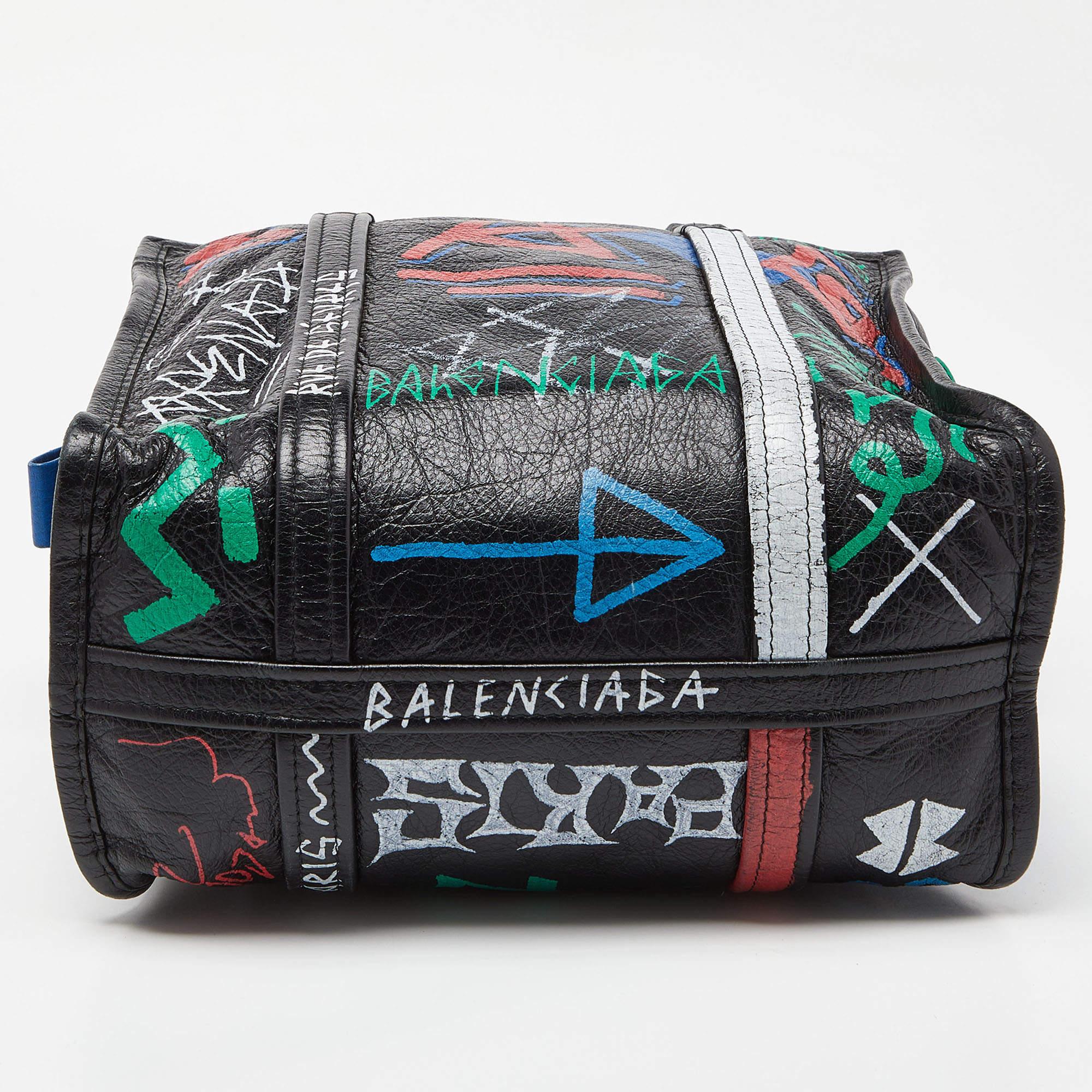 Balenciaga Multicolor Graffiti Leather Bazaar Tote 4