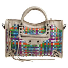 Balenciaga Multicolor Lattice Woven Leather RH City Tote