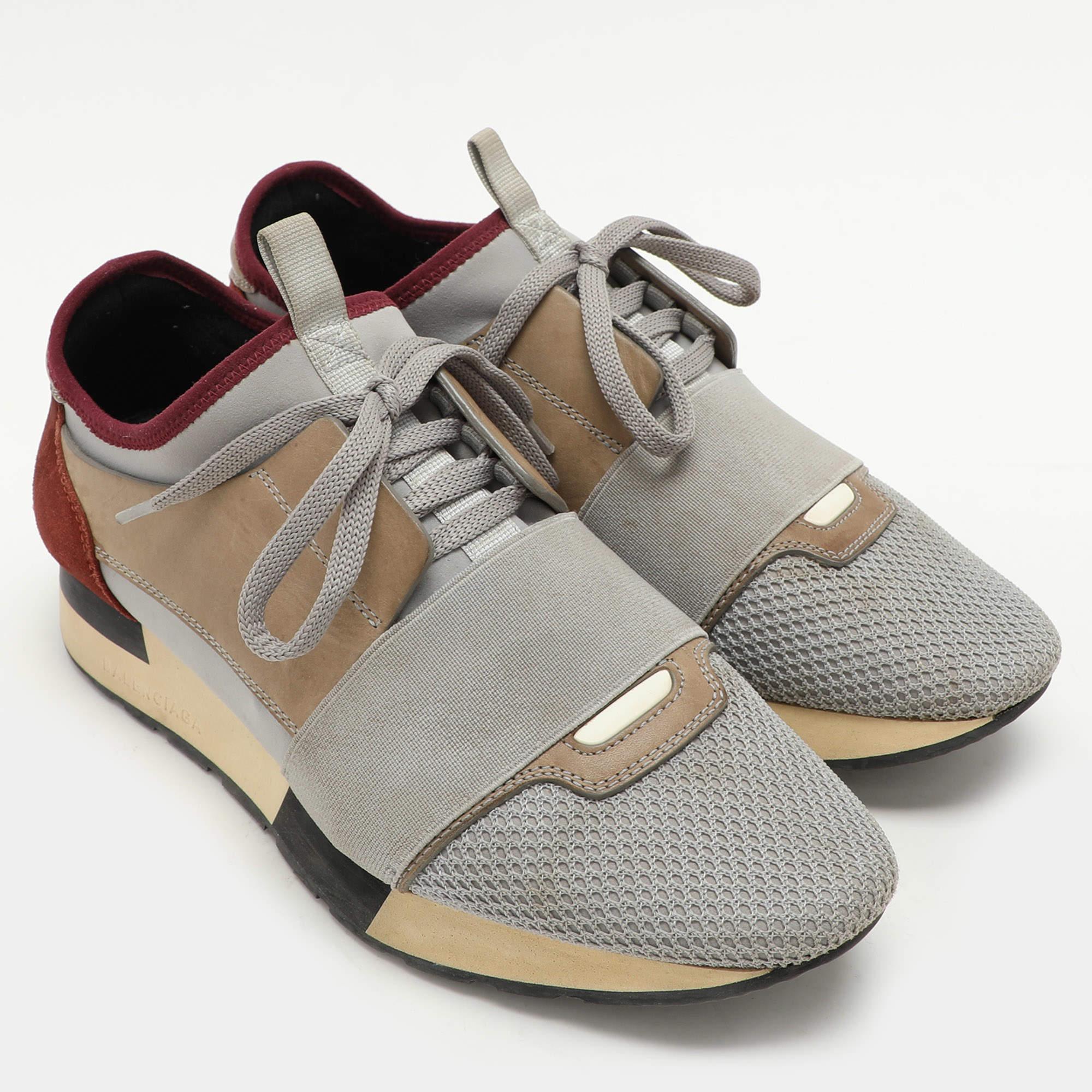 Balenciaga Zapatillas bajas Race Runner de cuero y malla multicolor Talla 38 en Bueno estado para la venta en Dubai, Al Qouz 2