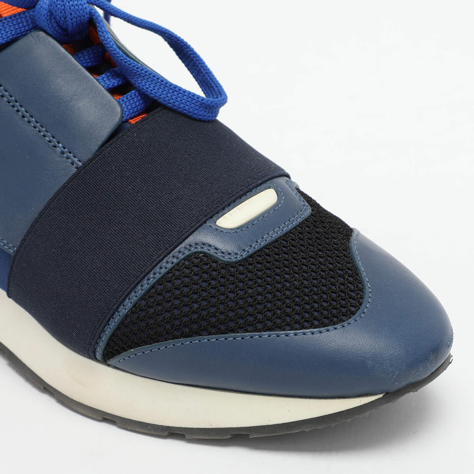 Baskets basses de course Balenciaga en cuir et maille multicolore, taille 38 2