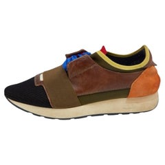 Balenciaga Multicolor Leather and Mesh Race Runner Low Top Sneakers Size 38