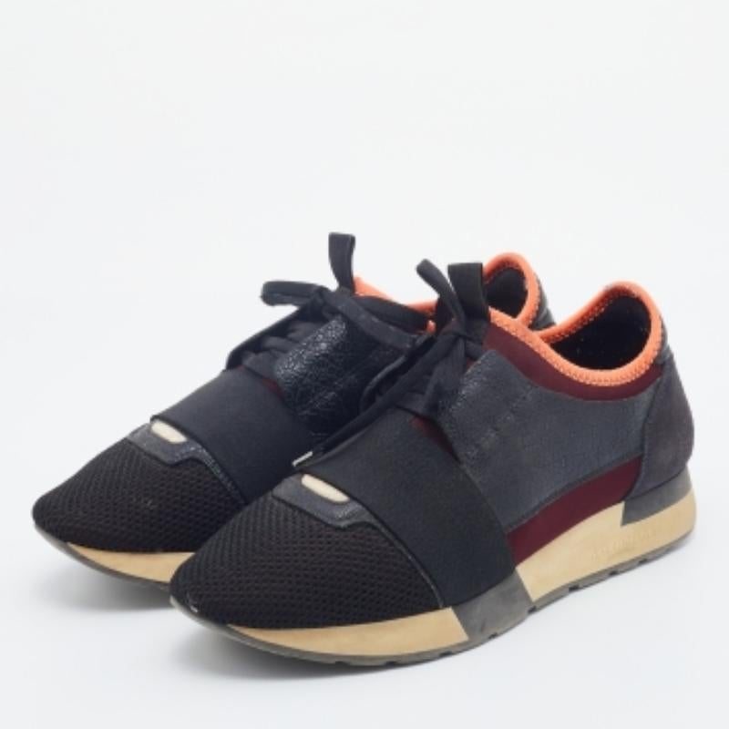 Balenciaga Piel Multicolor Y Malla Race Runner Low Top Sneakers Talla 39 Negro en venta