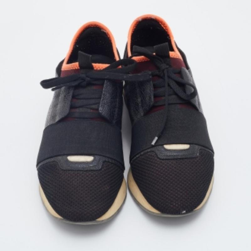 Balenciaga Piel Multicolor Y Malla Race Runner Low Top Sneakers Talla 39 en venta 3