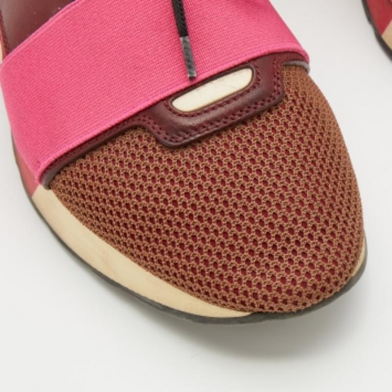 De las mujeres Balenciaga Piel Multicolor Y Malla Race Runner Low Top Sneakers Talla 40 en venta